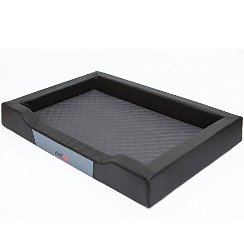 Hobbydog Cama para Perros Delux, Color Negro, tamaño XL, 93 x 62 cm, Piel sintética + Material de codtura Resistente.