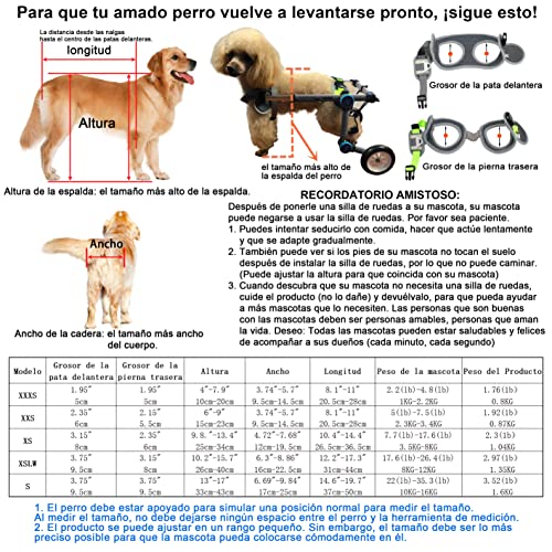 HobeyHove Carro para Perros/Silla de Ruedas Ajustable, Ayuda a Los Animales Pequeños con Patas Traseras Paralizadas a Restaurar la Movilidad 2 Colores 6 Tamaño(XS Blanco)