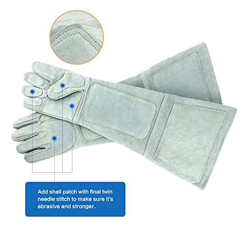 HoePozen Guantes De Manipulación De Animales De 24,4 Pulgadas Antimordeduras/Guantes De Arañazos,Acolchado De Cuero Reforzado con Palma Y Dedos, Guantes De Protección Mascotas (Size : XL)