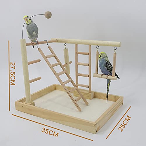 Holzsammlung Soporte de Madera para Loros y Pájaros, Patio de Recreo, Gimnasio,Juego de Juguetes, con Perchas, Escaleras y Columpio, para Eclectus Scarlet Macaw Cacatua Monk Parrocchetto Quaker