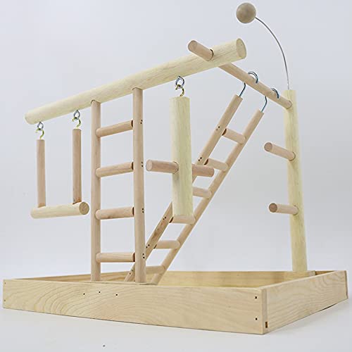 Holzsammlung Soporte de Madera para Loros y Pájaros, Patio de Recreo, Gimnasio,Juego de Juguetes, con Perchas, Escaleras y Columpio, para Eclectus Scarlet Macaw Cacatua Monk Parrocchetto Quaker