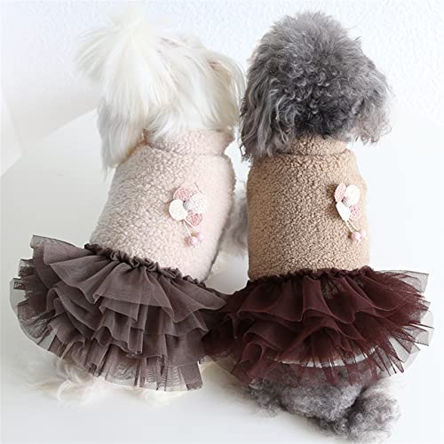 Homeilteds Vestido de Cachorro Vestidos pequeños de Invierno Tutu Ropa Tutu Falda Mascota Ropa de Perro Bichon Poodle Traje de Malta Trajes Gatito Soft (Color : Beige, Size : XL.)