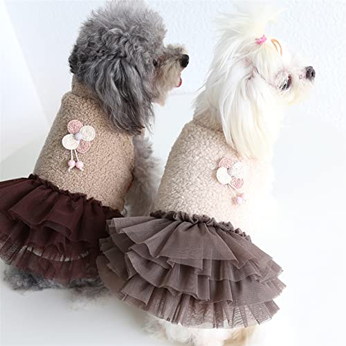 Homeilteds Vestido de Cachorro Vestidos pequeños de Invierno Tutu Ropa Tutu Falda Mascota Ropa de Perro Bichon Poodle Traje de Malta Trajes Gatito Soft (Color : Beige, Size : XL.)