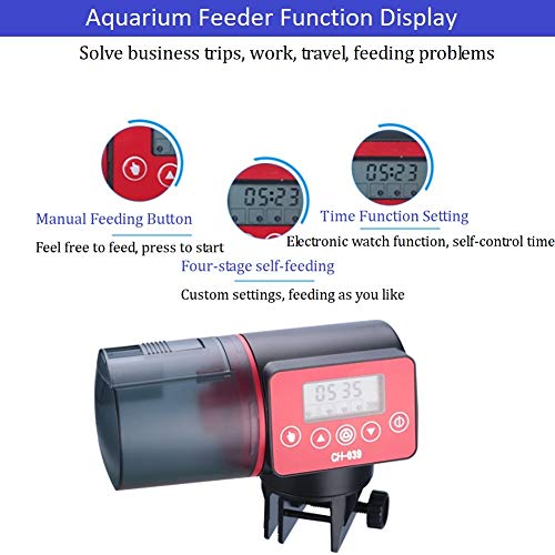 Homieco Alimentador Automático de Acuarios, Dispensador de Comida Acuario con Pantalla LCD, Comedero de Peces Automáticos, Fish Tank Fish Food Auto Comederos para Fin de Semana o de Vacaciones