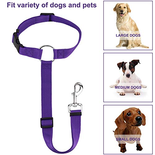 HONZUEN Arnés Perro para Reposacabezas de Coche, Ajustable Universal Correa Cinturón Coche Perro con Mosquetón Duradero Seat Belt Dog Perro Cinturon Seguridad para Mascotas, Perros y Gatos, Azul