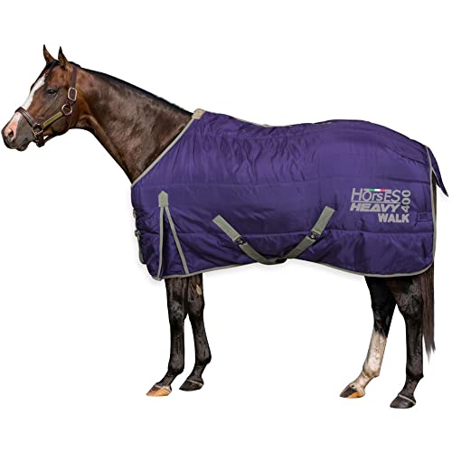 Horses, Manta de Invierno para Caballo Heavy Walk 400g, Acolchada, Suave y Cómoda, Ideal para Box, Resistente, Bordes de Nailon Reforzado, 145cm