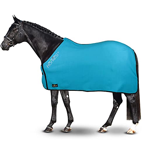 Horses, Manta Polar Para Caballos, Modelo Básico, Suave y Confortable, Ideal Para Transporte y Después del Trabajo (azurro - 128 cm)