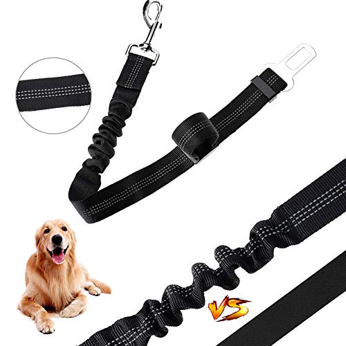 HORYDIA Cinturón de Seguridad de Coche para Perros 2pcs Ajustable Universal Cinturón Seguridad Perro con Banda Elástica Alta Elástica y Fuerte Mosquetón Alta Seguridad para Todas Las Razas Perros.