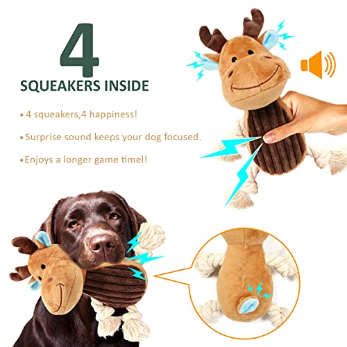 HORYDIA Juguetes para Perros de Peluche Juguete Perro Interactivos con Squeaky Juguetes Perro Resistentes con Algodón Relleno y Papel Arrugado para Perros Pequeños y Medianos- Alce.