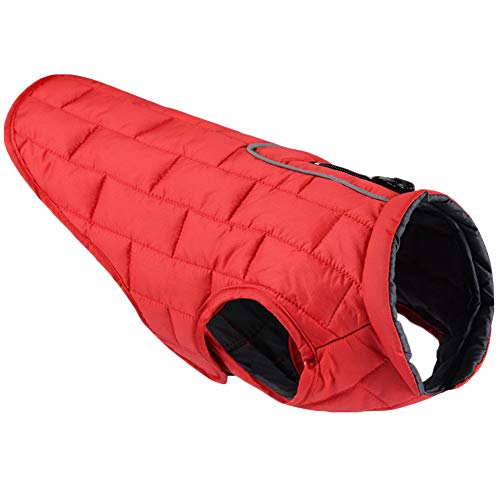 HotYou Abrigo para Perros Chaqueta para Invierno Doble Cara Resistente Al Agua Cortavientos Chaqueta para Perros Chaqueta Cálida Y Reversible,Rojo,S: Busto (36-50CM)