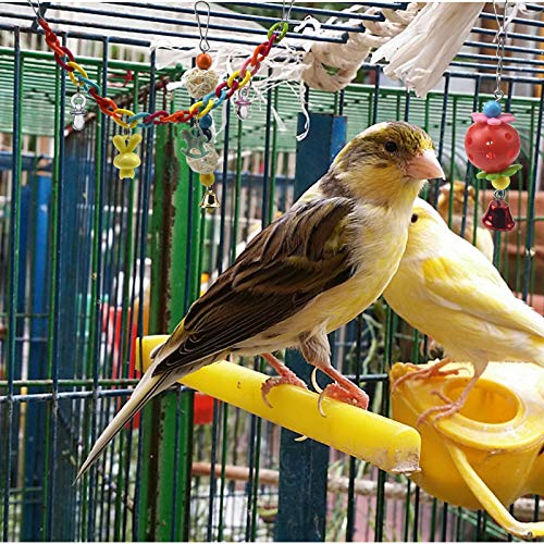 HQdeal Juguetes para Pájaros, 13pcs Juguetes de Loro con Campanas,Columpios,Perchas,Juguete de Masticación, juguetes para agapornis, ninfas, Mynah,Budgies, Periquitos,Pequeños y Medianos Loros de Aves