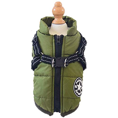 Huachaoxiang Chaqueta del Perro Mascota Chaleco De Dos Pies, Impermeable Gruesa Lana Abrigo para El Gato Cachorro Fría del Invierno Ropa De Clima De La Calidad del Medio Ambiente,Verde,L