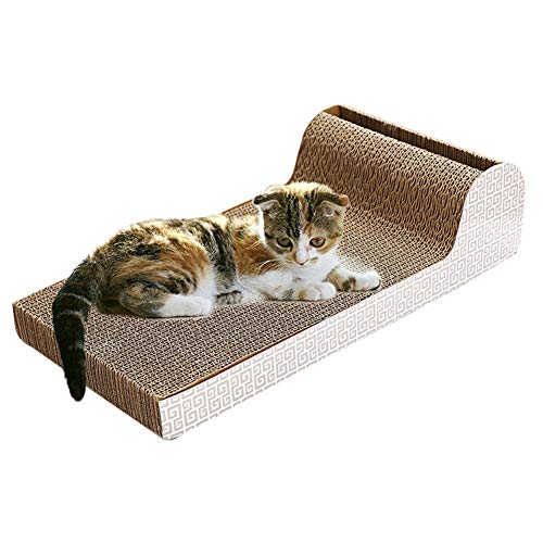 huahuajia Rascador De Gatos Inclinado para ArañAr La Cama Reversible De CartóN con Pelota De Juguete Catnip Rascador para Gatos De Cartón