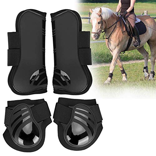 Huairdum Botas de Pata, 2 Pares de Botas de Caballo con Patas Gruesas, Botas de tendón y Fetiche de Caballo de PU, Botas traseras Delanteras de Bota de Caballo para Entrenamiento(B