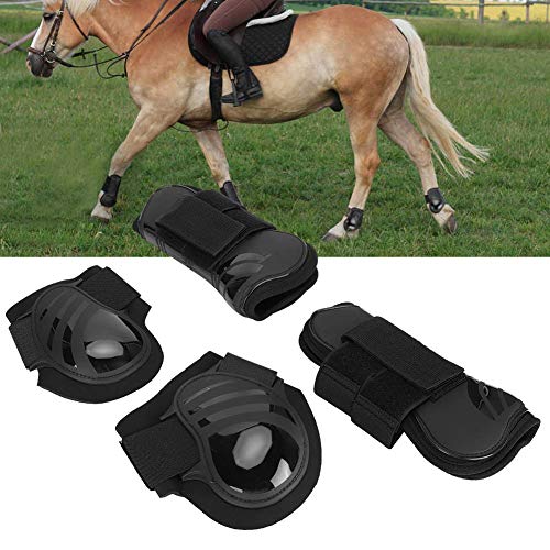 Huairdum Botas de Pata, 2 Pares de Botas de Caballo con Patas Gruesas, Botas de tendón y Fetiche de Caballo de PU, Botas traseras Delanteras de Bota de Caballo para Entrenamiento(B