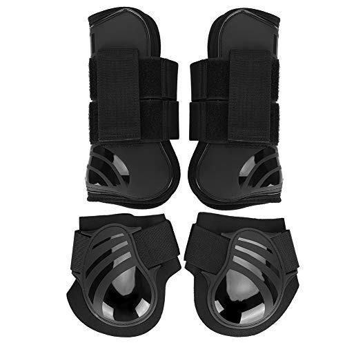 Huairdum Botas de Pata, 2 Pares de Botas de Caballo con Patas Gruesas, Botas de tendón y Fetiche de Caballo de PU, Botas traseras Delanteras de Bota de Caballo para Entrenamiento(B