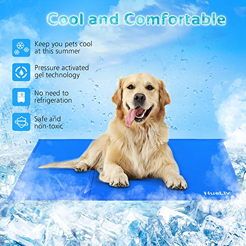 HueLiv Alfombrilla de Refrigeración Animales Alfombrilla refrescante para Mascotas Grandes , Nevera y Manta para Perro Fresco Cojín Azul Nevera Techo Perfecta para Camas de Suelo