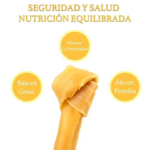 Hueso Nudo para Perros Delicioso Snack para Perro en Forma de Hueso Antiestrés y fortalecedor de Dientes 100% Piel de Vaca 27cm 2piezas