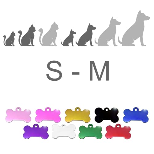 Hueso para Mascotas pequeñas-Medianas con Corazones Placa Chapa Medalla de identificación Personalizada para Collar Perro Gato Mascota grabada (Fucsia)