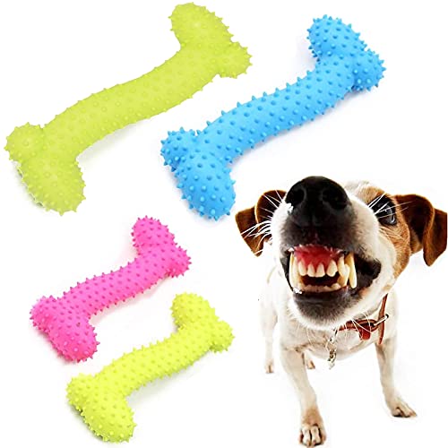 Huesos Perros Masticar,Senteen 4pcs Juguetes Morder Perros Goma Masticador Perros Resistentes Juguete Perros Interactivo Puppy Chew Toys Indestructible para Morder y Masticar Animal Conjuntos Mascota