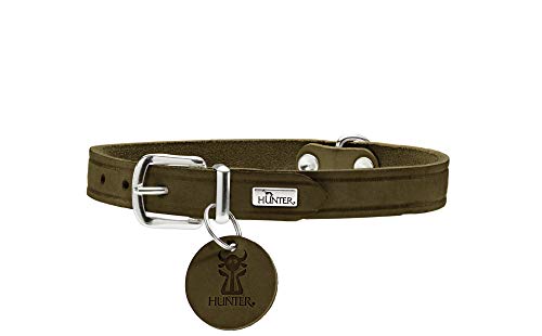 HUNTER Aalborg - Collar de Piel para Perro (52 m), Color Verde Oliva