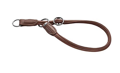 HUNTER Collar de Entrenamiento Redondo y Suave de níquel con Tope, 50 x 10 cm, pequeño, Color marrón napa