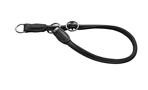 HUNTER Collar de Entrenamiento Redondo y Suave de níquel con Tope, 60 cm x 10 mm, Grande, Nappa Negro