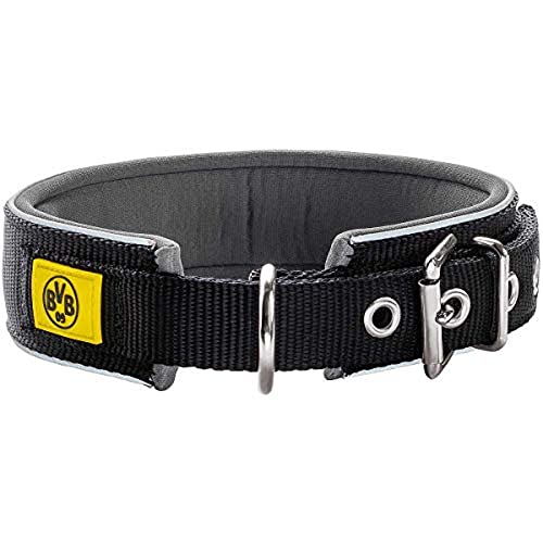 HUNTER NEOPREN Reflect BVB - Collar para Perro (Nailon, Neopreno, Reflectante, 55 (M-L), Color Negro y Amarillo