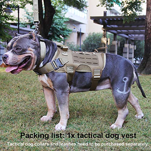 HUNTVP Chaleco Táctico para Perros Molle 1000D Nylon Militar Ajustable para Perros Medianos Grandes Caza Al Aire Libre Senderismo Entrenamiento, Marrón-M