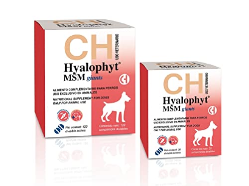 Hyalophyt Msm Giants Condroprotector para Perros Grandes de Razas Gigantes y Protector de Articulaciones, Caderas y Cartílagos, Suplemento Indicado para Tendones y Ligamentos (120 comprimidos)