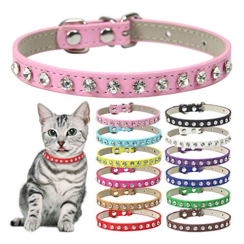 HYMD Collar Perro Rhinestone de Lujo Remaches Cat Collar Cuero Pequeño Perro Collares Perrito Correa del Cuello para Gatitos Venta al por Mayor/Dropshipping