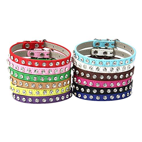 HYMD Collar Perro Rhinestone de Lujo Remaches Cat Collar Cuero Pequeño Perro Collares Perrito Correa del Cuello para Gatitos Venta al por Mayor/Dropshipping