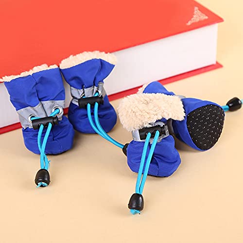 HZONGBO Botas de Perro 4 unids Calzado Grueso Perro Calcetines Impermeable Antideslizante Invierno cálido Lluvia Botas Cachorros Zapatillas de Deporte Protector Zapatos Mascotas Pet Sup