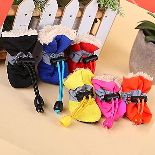 HZONGBO Botas de Perro 4 unids Calzado Grueso Perro Calcetines Impermeable Antideslizante Invierno cálido Lluvia Botas Cachorros Zapatillas de Deporte Protector Zapatos Mascotas Pet Sup