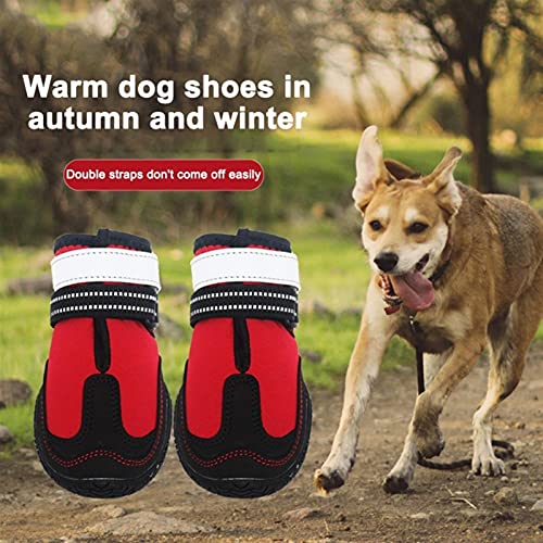 HZONGBO Botas de Perro 4pcs Zapatos de Perro pequeños medianos Grandes Botas de Perro Grandes Calcetines Impermeables Cubiertas de Perro Reflectantes Antideslizantes for Labrador Golden Retriever