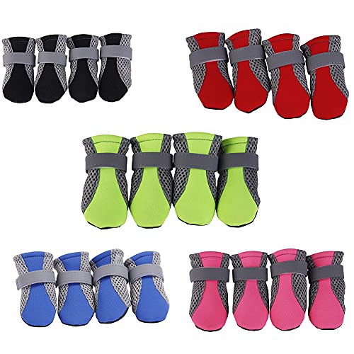 HZONGBO Botas de Perro Zapatos de Perros de Malla Perro Transpirable Gato Puppy Calcetines Zapatos Zapatos Pet Antideslizantes Botas de Lluvia Teddy Puppy Paw Protectores para Pequeño Perro