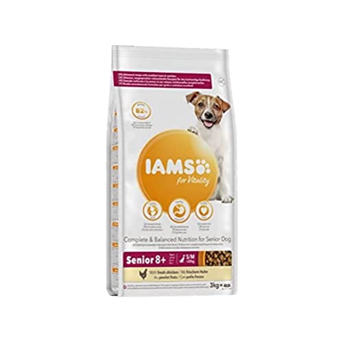 IAMS for Vitality Alimento para Perros Pequeños y Medianos de Edad Avanzada con pollo fresco, 3 kg