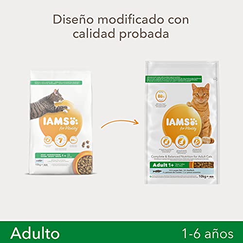 IAMS for Vitality Alimento seco para gatos adultos con pescado oceánico (1-6 años), 10 kg