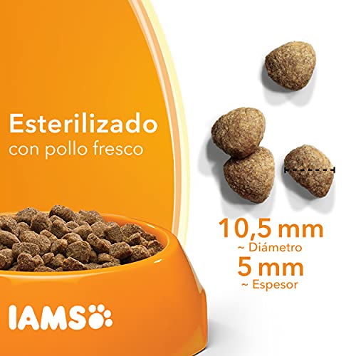 IAMS for Vitality Esterilizado - Alimento seco para gatos adultos y de edad avanzada (más de 1 año) con pollo fresco, 1,5 kg