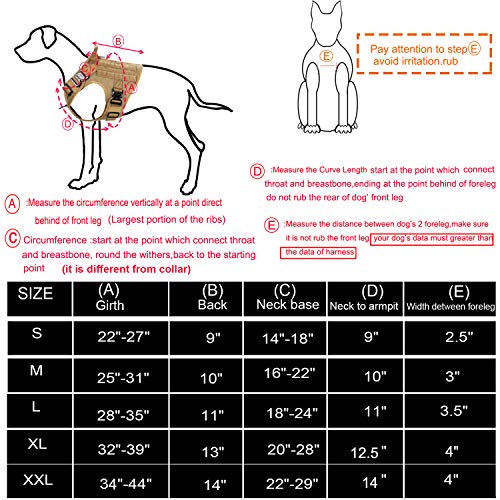 ICEFANG Arnés táctico para Perro Grande, Militar K9 Chaleco Molle de Trabajo, sin Clip Frontal, Hebilla de Metal fácil de Poner y Quitar (L (Circunferencia de 28 a 35 Pulgadas), Hebilla de Metal RG-)