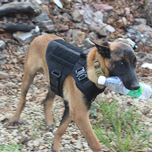 ICEFANG Arnés táctico para perro, K9 Chaleco de perro de trabajo, sin tirar, correa frontal clip en D, irrompible a prueba de presión (M, hebilla BK-metal)