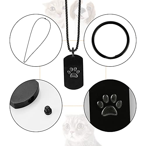 icyant Collar de urna para cenizas, llavero de urna 2 en 1 y colgante de urna con estampado de huellas de perro, urna para hombre y mujer, joyería para cremación de mascotas con kit de llenado para