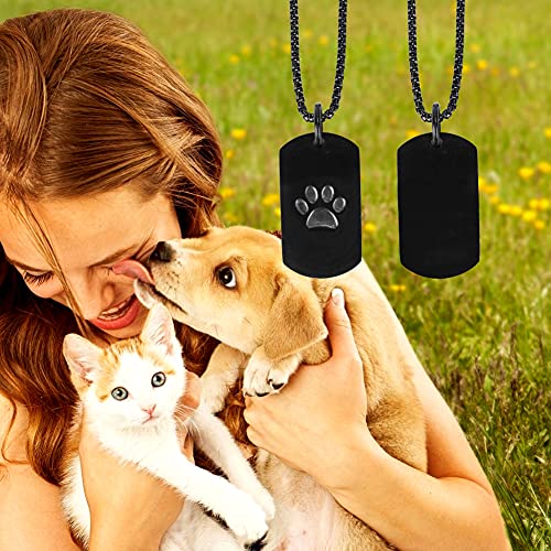 icyant Collar de urna para cenizas, llavero de urna 2 en 1 y colgante de urna con estampado de huellas de perro, urna para hombre y mujer, joyería para cremación de mascotas con kit de llenado para