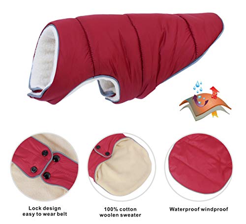 Idepet Abrigo de Invierno para Perros, Impermeable cálido Chaqueta para Perros Rayas Reflectantes Perros Chaleco Ropa Forro Polar Ropa para Gatos