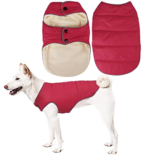 Idepet Abrigo de Invierno para Perros, Impermeable cálido Chaqueta para Perros Rayas Reflectantes Perros Chaleco Ropa Forro Polar Ropa para Gatos