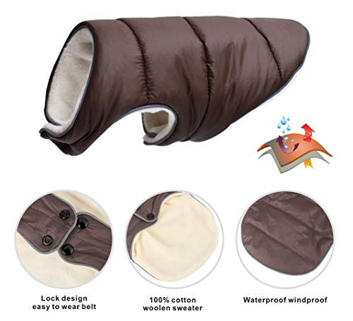 Idepet Abrigo de Invierno para Perros, Impermeable cálido Chaqueta para Perros Rayas Reflectantes Perros Chaleco Ropa Forro Polar Ropa para Gatos