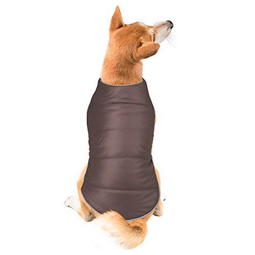 Idepet Abrigo de Invierno para Perros, Impermeable cálido Chaqueta para Perros Rayas Reflectantes Perros Chaleco Ropa Forro Polar Ropa para Gatos