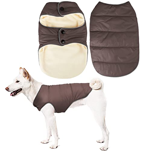 Idepet Abrigo de Invierno para Perros, Impermeable cálido Chaqueta para Perros Rayas Reflectantes Perros Chaleco Ropa Forro Polar Ropa para Gatos