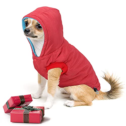 Idepet Abrigo Impermeable para Perros, Chaqueta cálida de Invierno para Mascotas, Chaleco, Algodón para Exteriores, Sudadera con Capucha para Perros, Ropa para Perros pequeños, medianos, Gatos