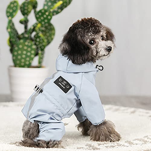 Idepet Abrigo Impermeable para Perros con Capucha para Perros,Chaqueta de Lluvia Ligera para Mascotas Poncho de Lluvia para Perros con Orificio de arnés de Tira Reflectante para Perros